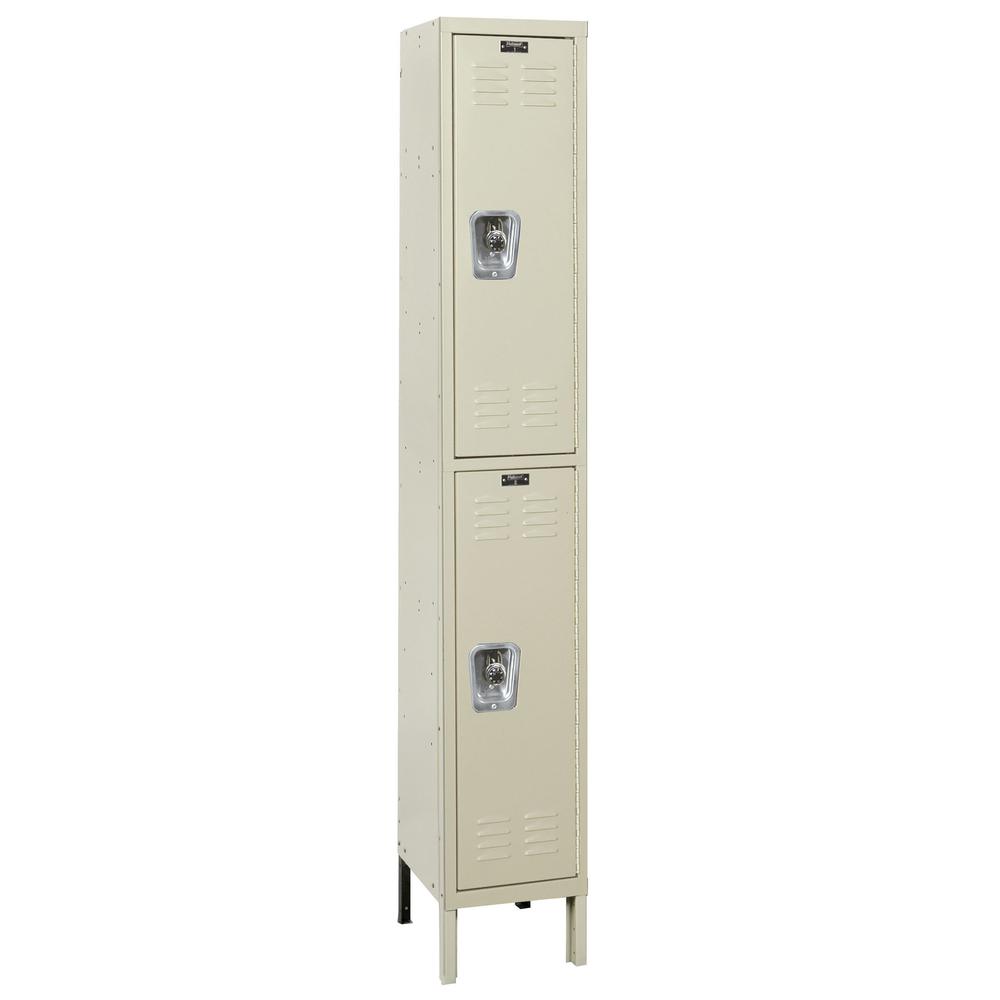 Hallowell ReadyBuilt Locker, 729 Tan, Double Tier, 1-Wide, Assembled. Picture 1