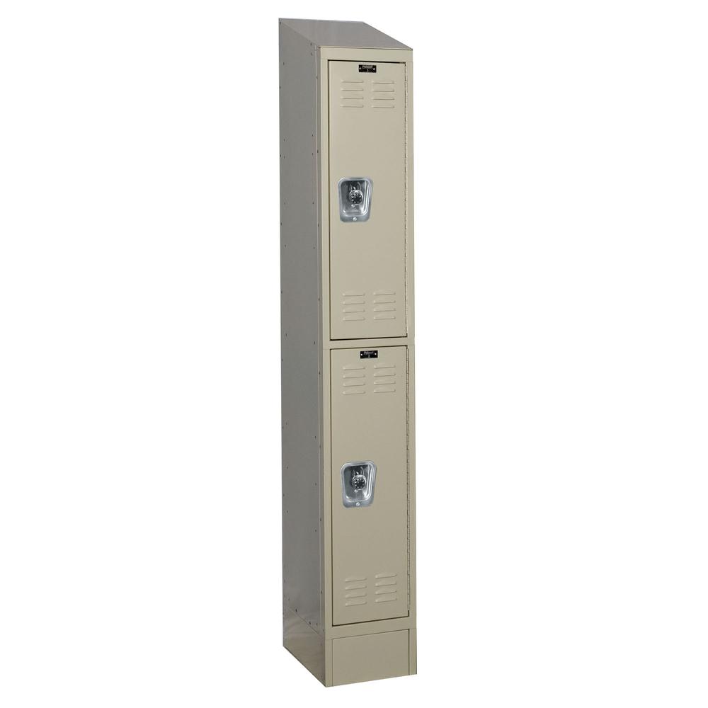 Hallowell ReadyBuilt II Locker, 729 Tan, Double Tier, 1-Wide, Assembled. Picture 1