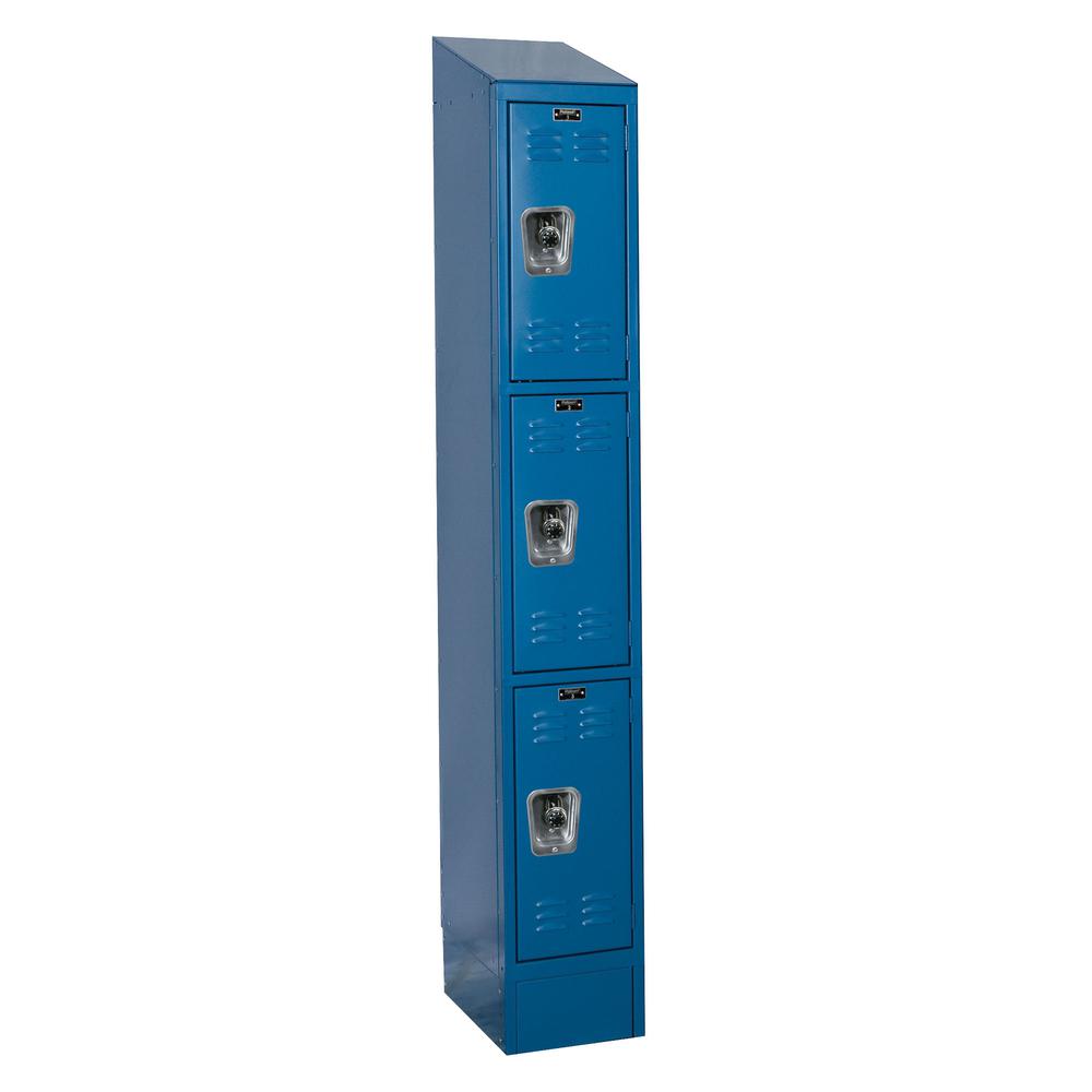 Hallowell ReadyBuilt II Locker, 707 Marine Blue, Triple Tier, 1-Wide, Assembled. Picture 1