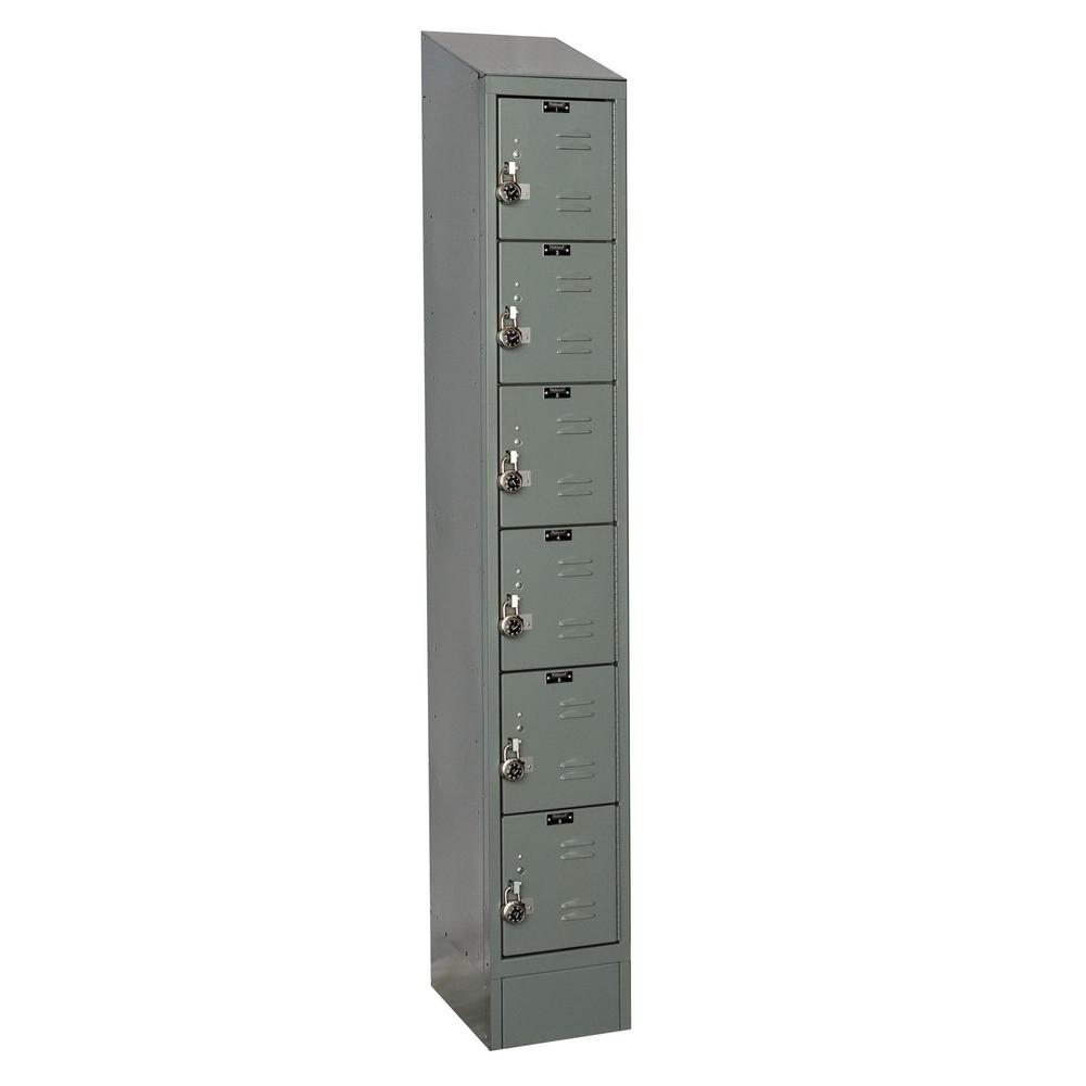 Hallowell ReadyBuilt II Locker, 725 Dark Gray, 6-Tier, 1-Wide, Assembled. Picture 1