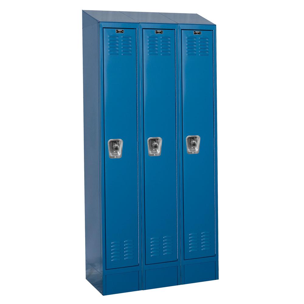 Hallowell ReadyBuilt II Locker, 707 Marine Blue, Single Tier, 3-Wide, Assembled. Picture 1
