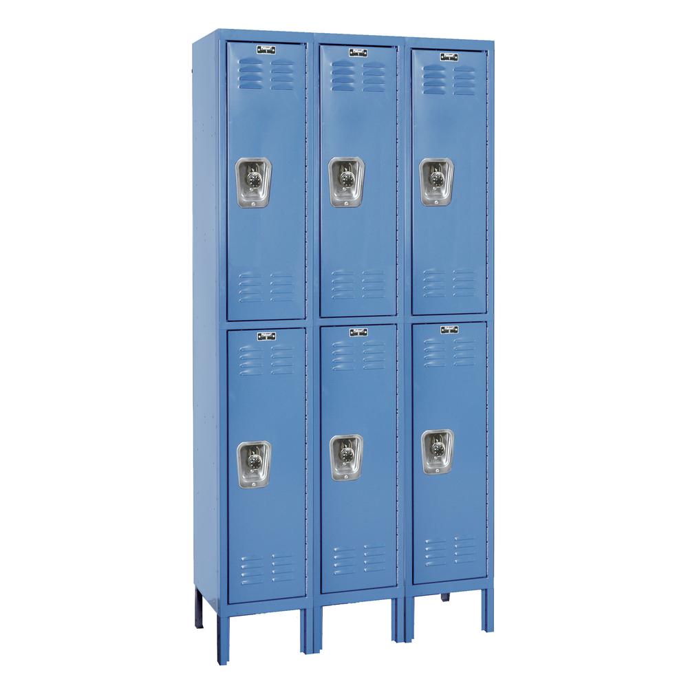 Hallowell ReadyBuilt Locker, 707 Marine Blue, Double Tier, 3-Wide, Assembled. Picture 1