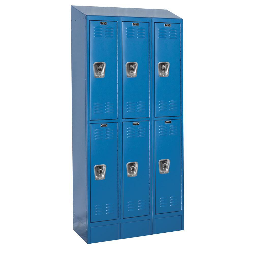 Hallowell ReadyBuilt II Locker, 707 Marine Blue, Double Tier, 3-Wide, Assembled. Picture 1
