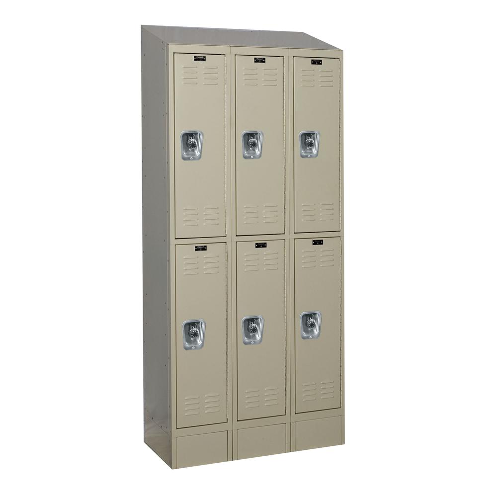 Hallowell ReadyBuilt II Locker, 729 Tan, Double Tier, 3-Wide, Assembled. Picture 1