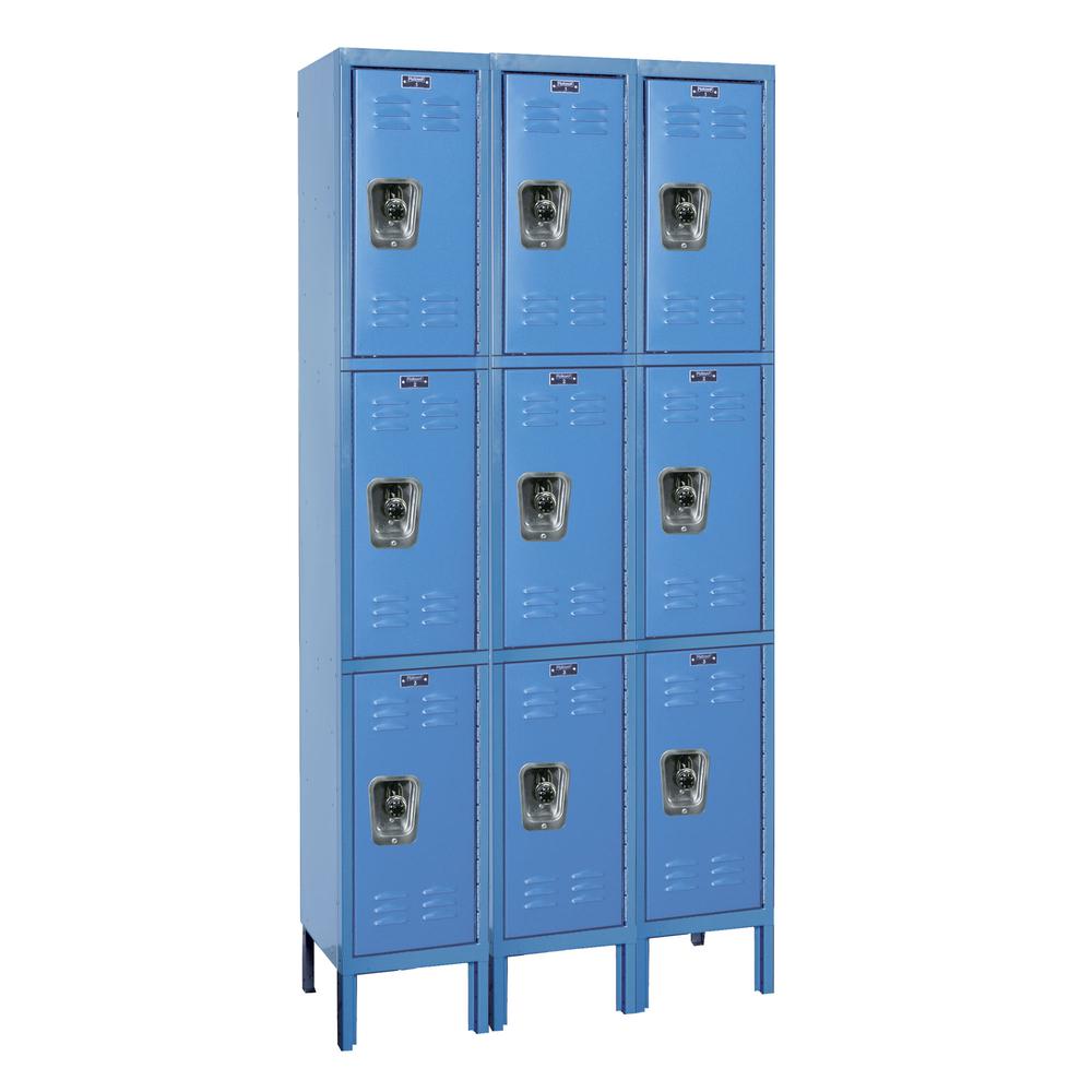 Hallowell ReadyBuilt Locker, 707 Marine Blue, Triple Tier, 3-Wide, Assembled. Picture 1