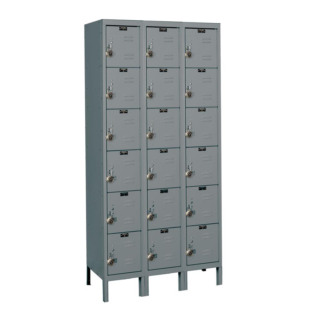 Hallowell ReadyBuilt Locker, 725 Dark Gray, 6-Tier, 3-Wide, Assembled. Picture 1