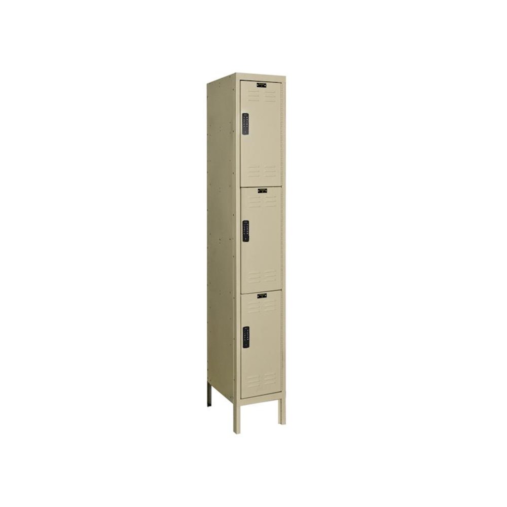 Hallowell DigiTech Electronic Locker, 729 Tan, Triple Tier, 1-Wide, Assembled. Picture 1