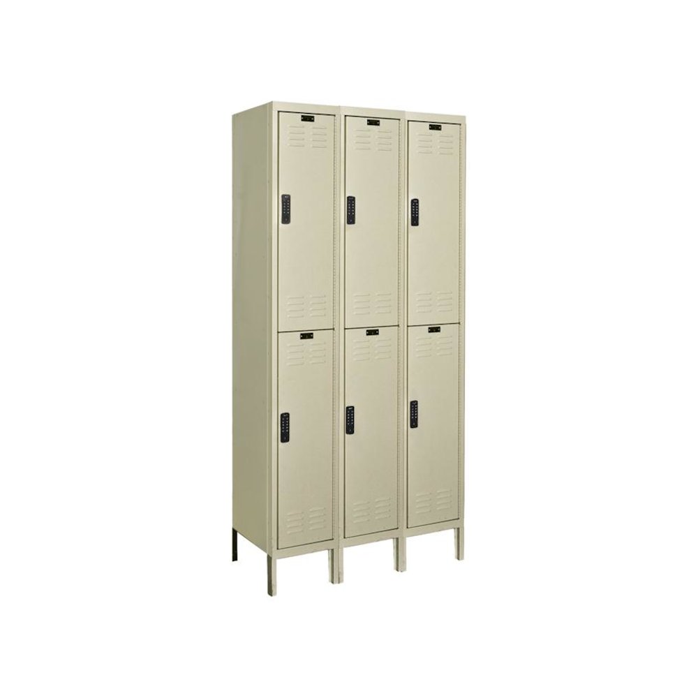 Hallowell DigiTech Electronic Locker, 729 Tan, Double Tier, 3-Wide, Assembled. Picture 1