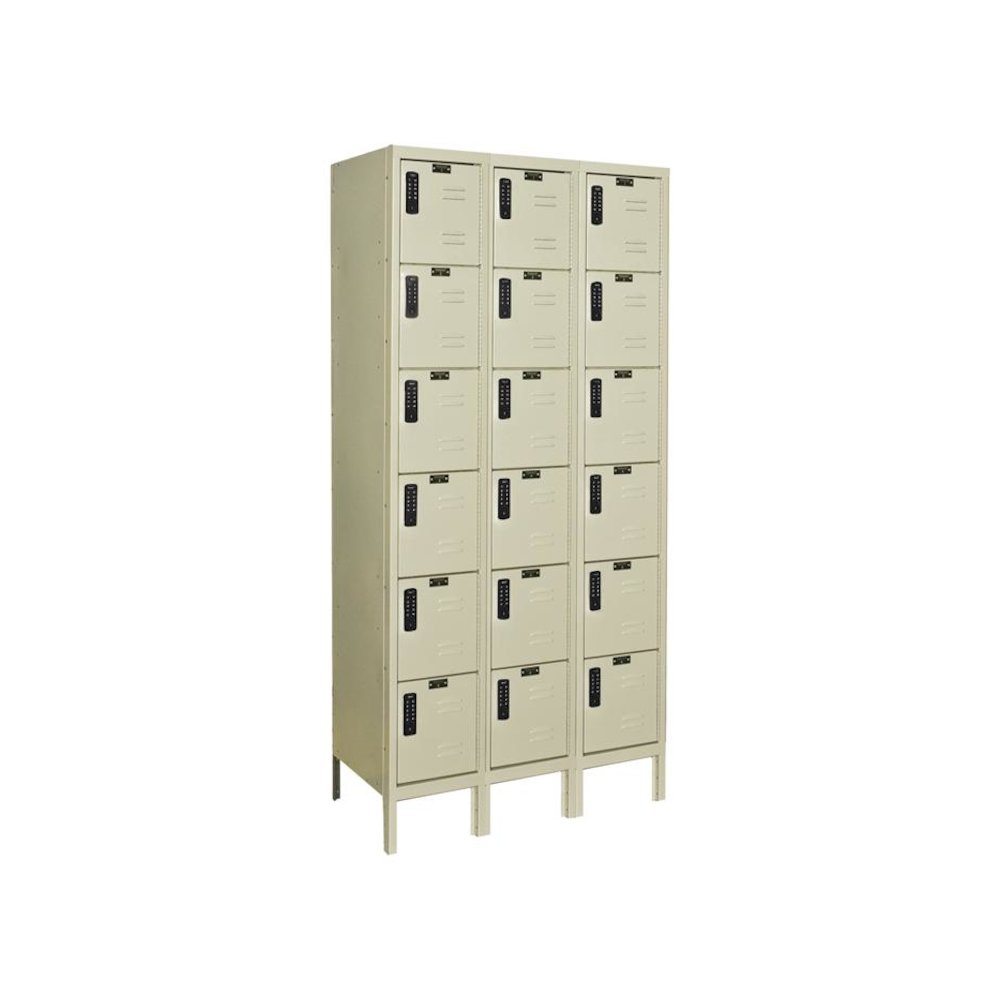 Hallowell DigiTech Electronic Locker, 729 Tan, 6-Tier, 3-Wide, Assembled. Picture 1