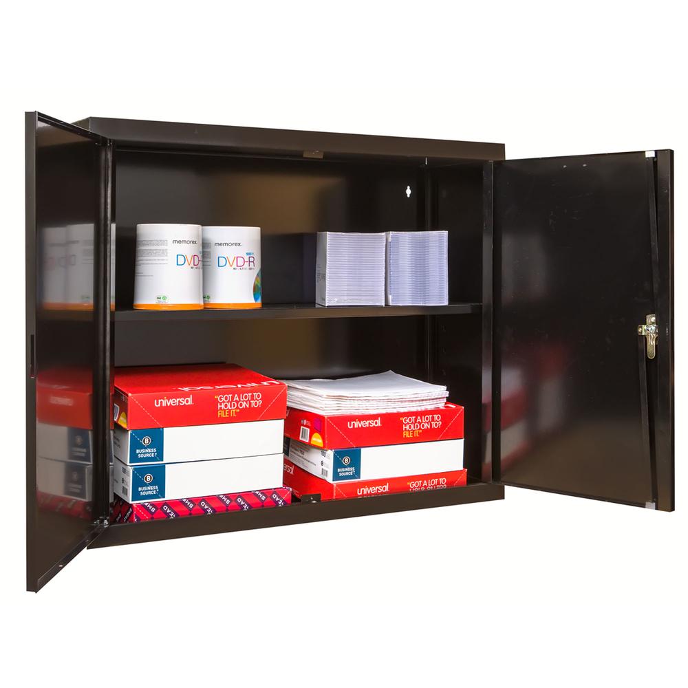 400 Series Wallmount Solid Storage Cabinet, 36"W x 12"D x 30"H, 708 Midnight Ebony, Single Tier, Double Solid Door, 1-Wide, Assembled. Picture 1