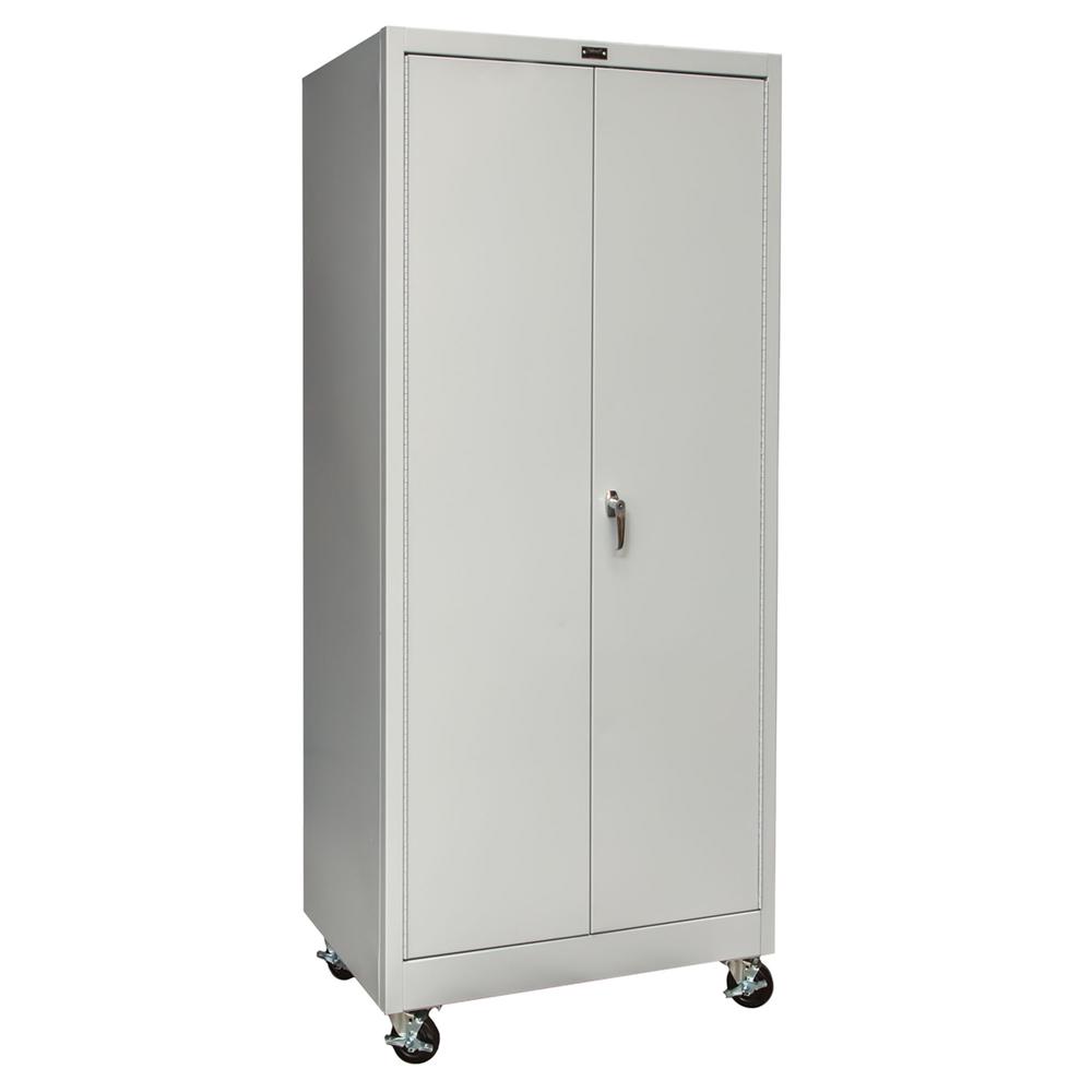 800 Series Mobile Storage Cabinet, 48"W  x 24"D x 78"H, 711 Light Gray - Antimicrobial, Single Tier, Double Solid Door, 1-Wide, Assembled. Picture 2