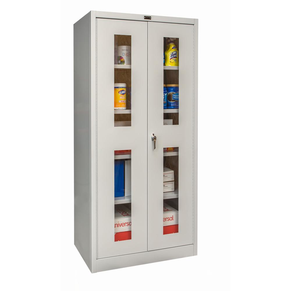 800 Series Stationary Storage Cabinet, 36"W  x 24"D x 78"H, 711 Light Gray - Antimicrobial, Single Tier, Double Safety-View Door, 1-Wide, Assembled. Picture 2