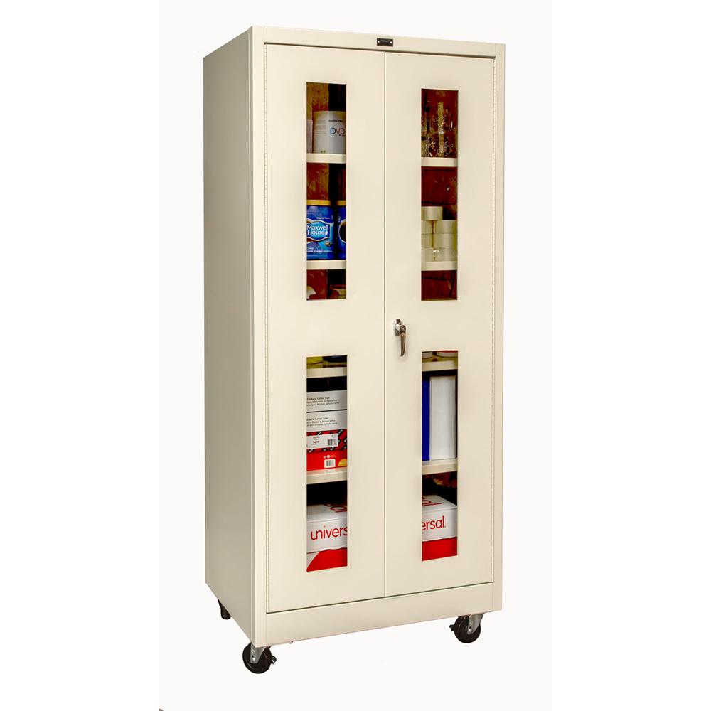 800 Series Mobile Storage Cabinet, 48"W  x 24"D x 78"H, 729 Tan, Single Tier, Double Safety-View Door, 1-Wide, Assembled. Picture 2