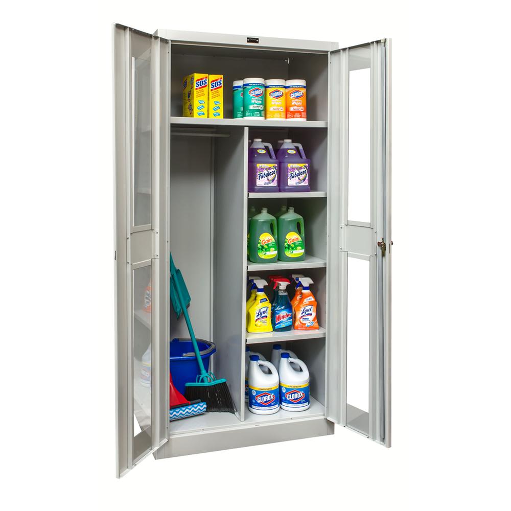 800 Series Stationary Combination Cabinet, 36"W  x 24"D x 78"H, 711 Light Gray - Antimicrobial, Single Tier, Double Safety-View Door, 1-Wide, Assembled. Picture 1