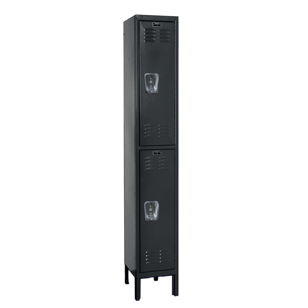Hallowell Premium Locker, 708 Black, Double Tier, 1-Wide, Assembled. Picture 1