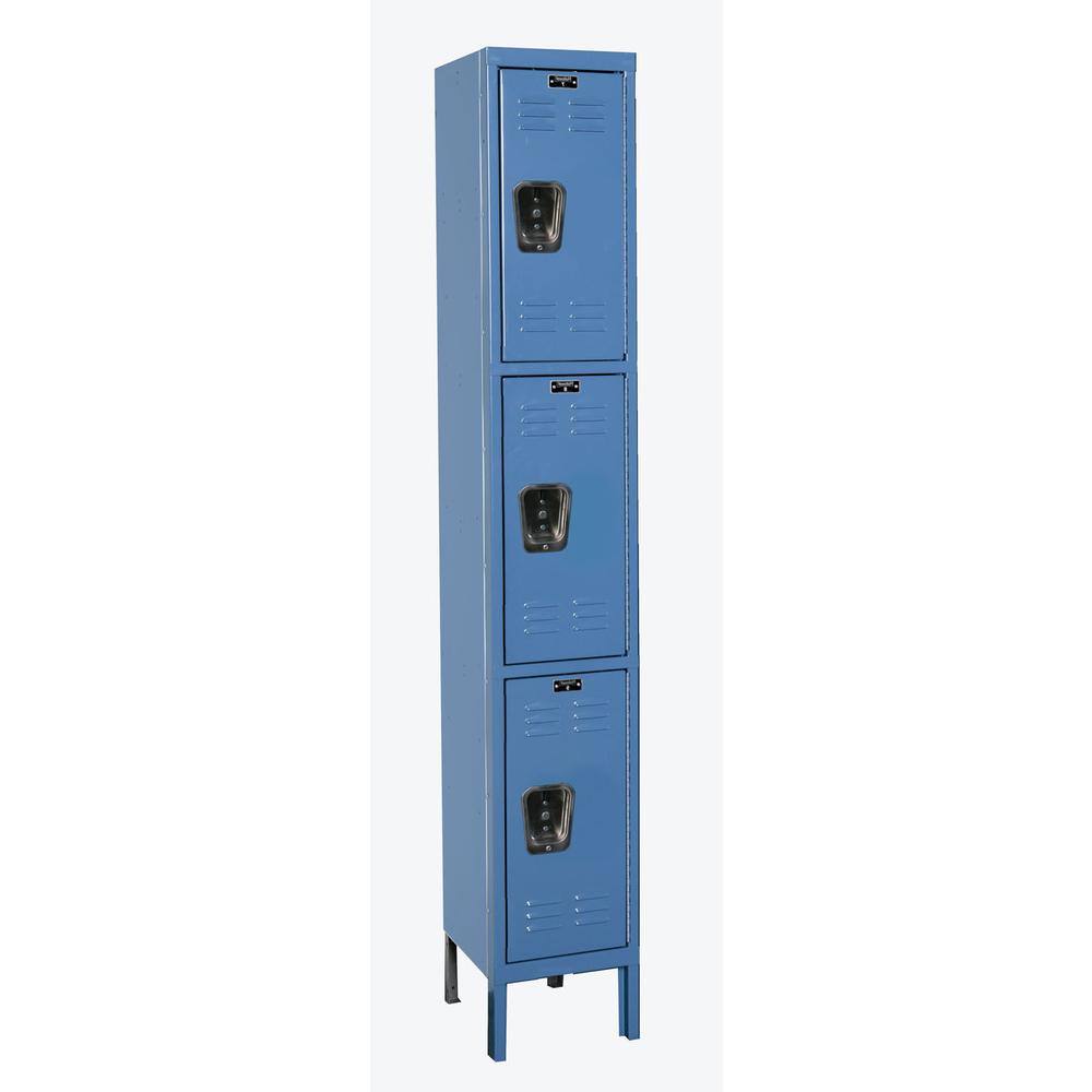 Hallowell Premium Locker, 707 Marine Blue, Triple Tier, 1-Wide, Assembled. Picture 1