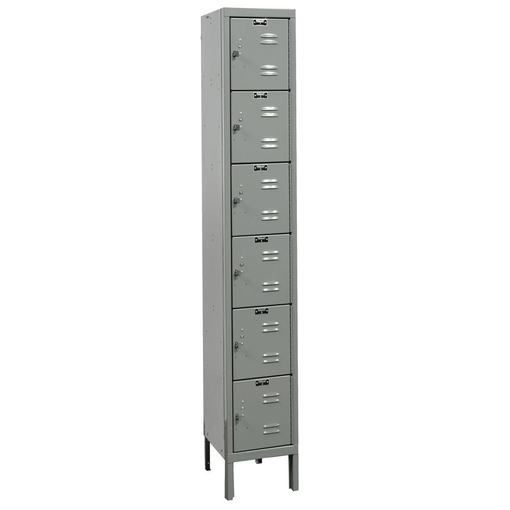 Hallowell Premium Locker, 725 Dark Gray, 6-Tier, 1-Wide, Assembled. Picture 1