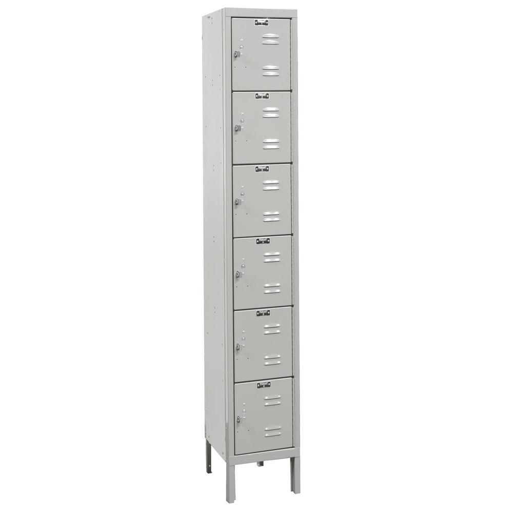 Hallowell Premium Locker, 711 Light Gray, Six Tier, 1-Wide, Assembled. Picture 1