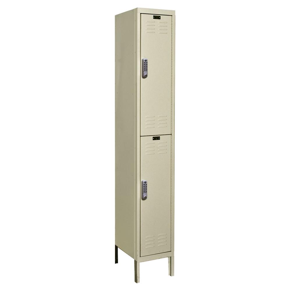 Hallowell DigiTech Electronic Locker, 729 Tan, Double Tier, 1-Wide, Assembled. Picture 1
