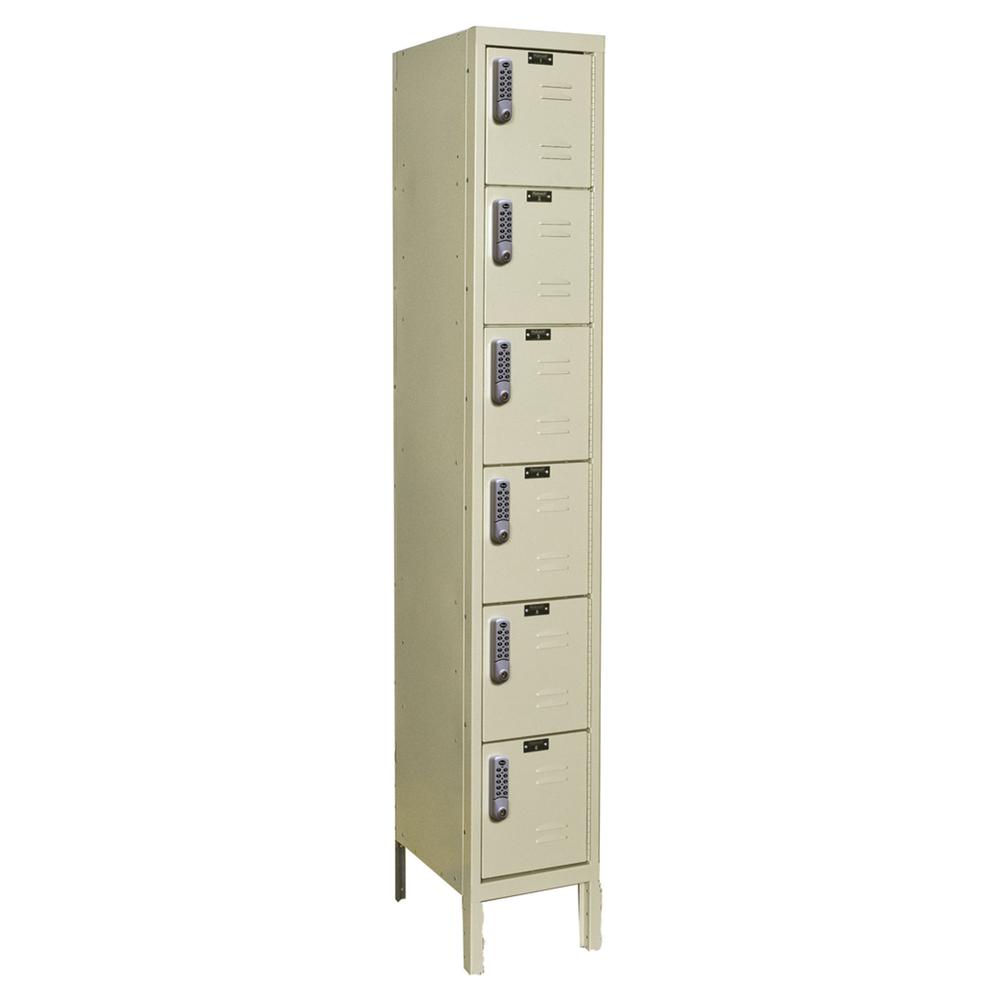 Hallowell DigiTech Electronic Locker, 729 Tan, 6-Tier, 1-Wide, Assembled. Picture 1