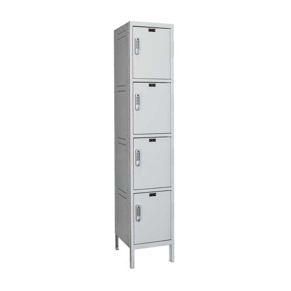 Hallowell Laptop/Backpack Locker, 711 Light Gray, 4-Tier, 1-Wide, Knock-Down. Picture 1