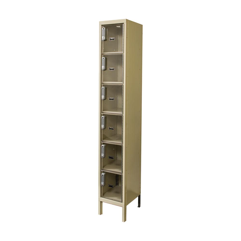 Hallowell DigiTech Safety-View Plus Locker, 729 Tan, 6-Tier, 1-Wide, Assembled. Picture 1