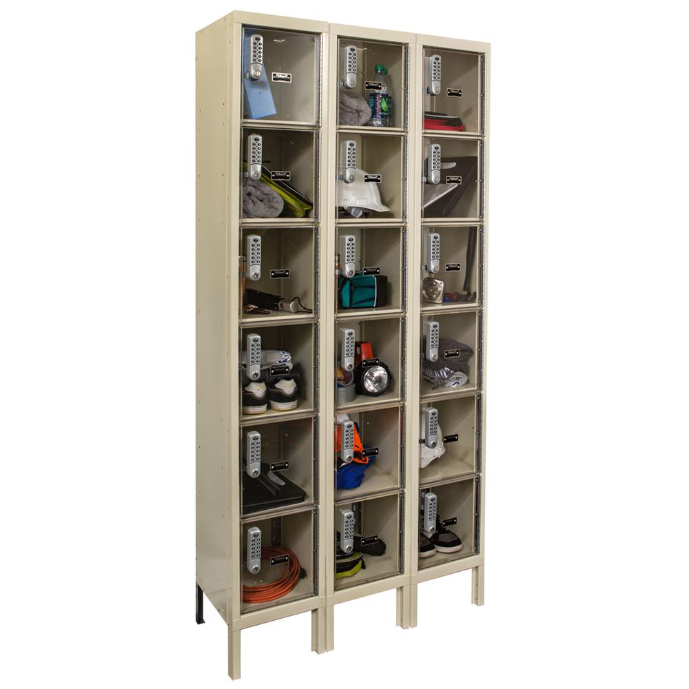 Hallowell DigiTech Safety-View Plus Locker, 729 Tan, 6-Tier, 3-Wide, Assembled. Picture 3