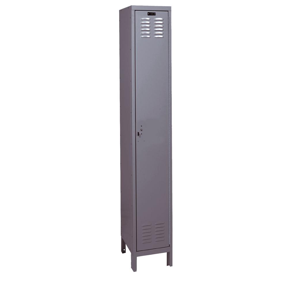 Hallowell Value Max Locker, 725 Dark Gray, Single Tier, 1-Wide, Assembled. Picture 1