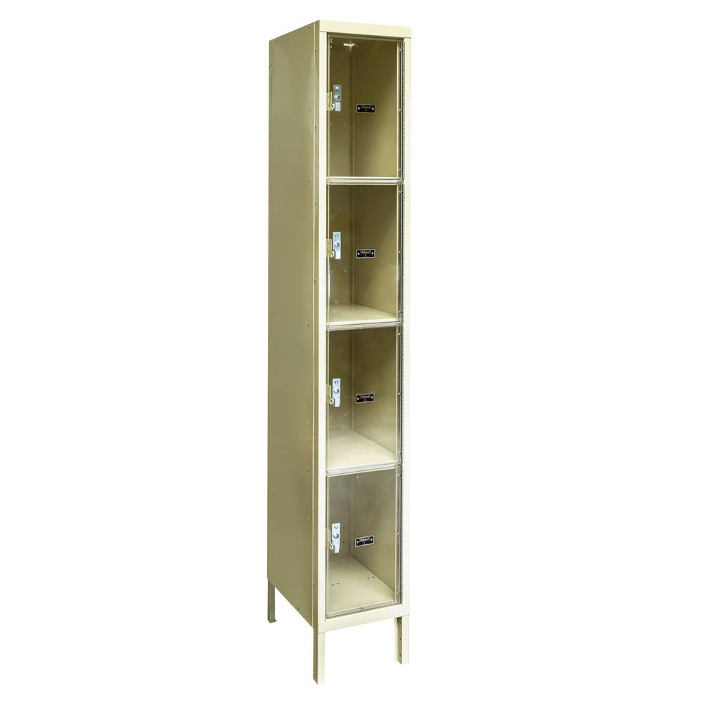 Hallowell Safety-View Plus Locker, 729 Tan, Four Tier, 1-Wide, Assembled. Picture 2