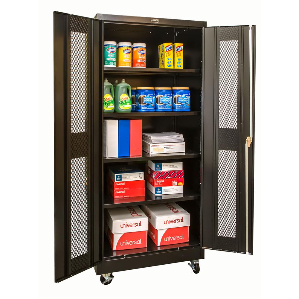 400 Series Mobile Ventilated Storage Cabinet, 36"W x 24"D x 72"H, 708 Midnight Ebony, Single Tier, Double Ventilated Door, 1-Wide, Knock-down. Picture 1