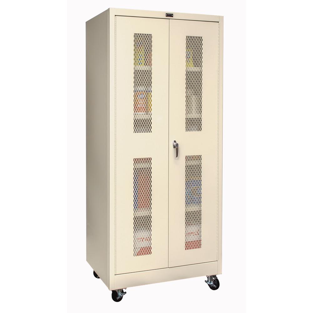 400 Series Mobile Ventilated Storage Cabinet, 36"W x 24"D x 72"H, 729 Tan, Single Tier, Double Ventilated Door, 1-Wide, Knock-down. Picture 2