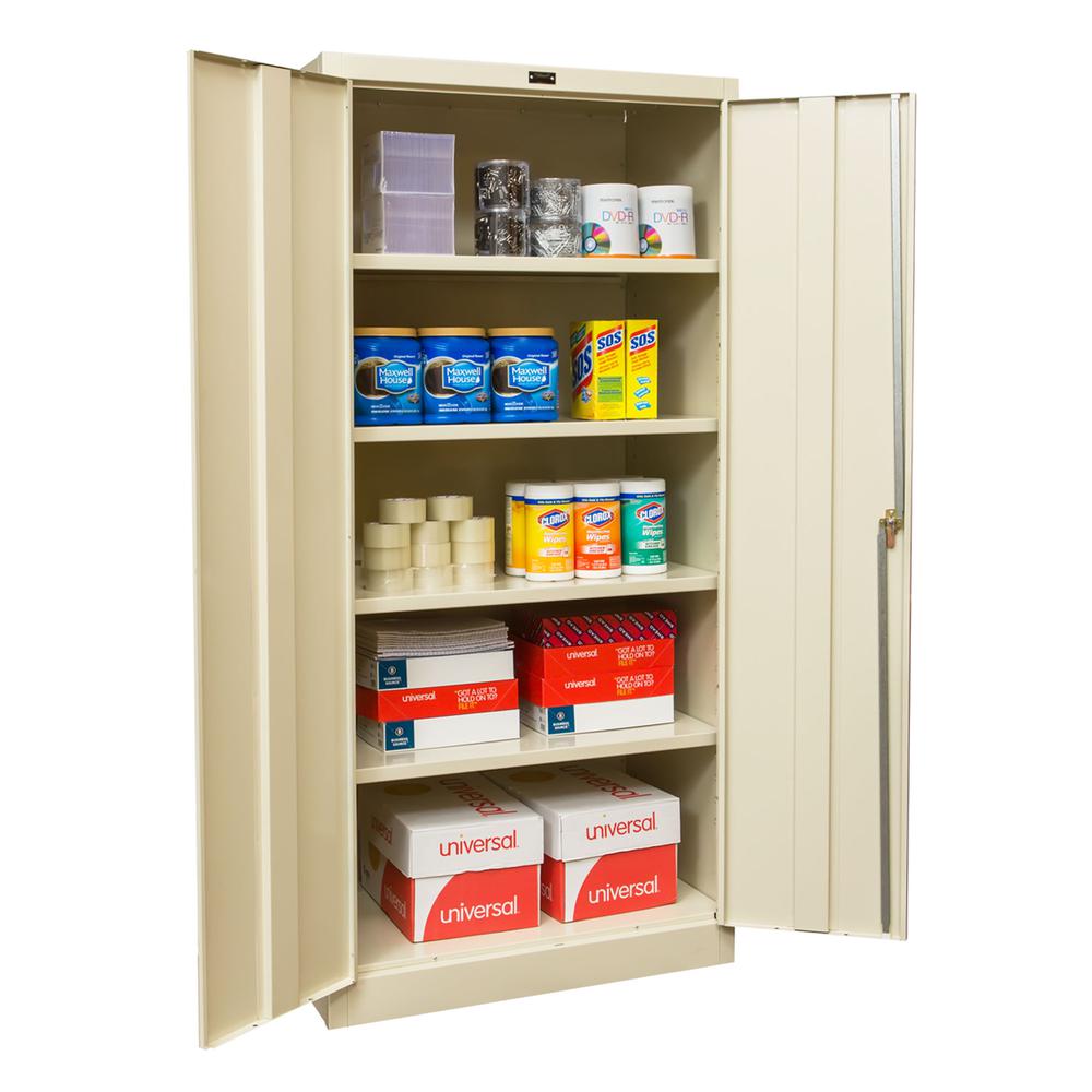 400 Series Stationary Solid Storage Cabinet, 48"W x 18"D x 72"H, 729 Tan, Single Tier, Double Solid Door, 1-Wide, Knock-down. Picture 1