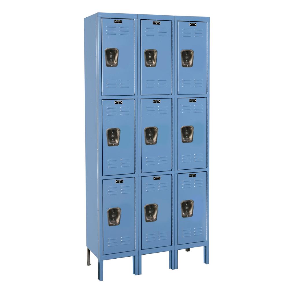 Hallowell Premium Locker, 707 Marine Blue, Triple Tier, 3-Wide, Assembled. Picture 1