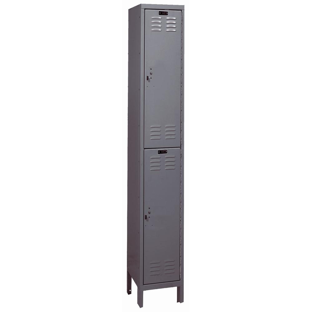 Hallowell Value Max Locker, 725 Dark Gray, Double Tier, 1-Wide, Assembled. Picture 1