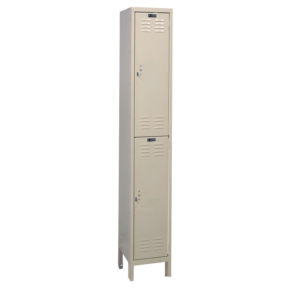 Hallowell Value Max Locker, 729 Tan, Double Tier, 1-Wide, Assembled. Picture 1