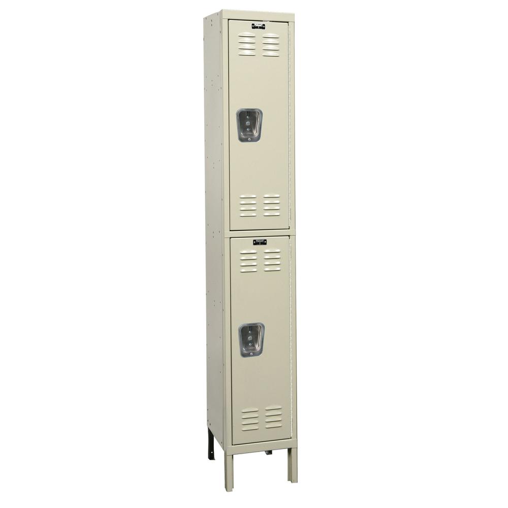 Hallowell Galvanite Locker, 729 Tan, Double Tier, 1-Wide, Assembled. Picture 1
