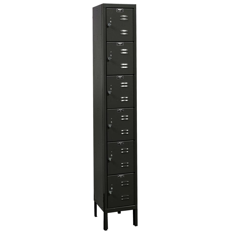 Hallowell Premium Locker, 708 Black, Six Tier, 1-Wide, Assembled. Picture 1