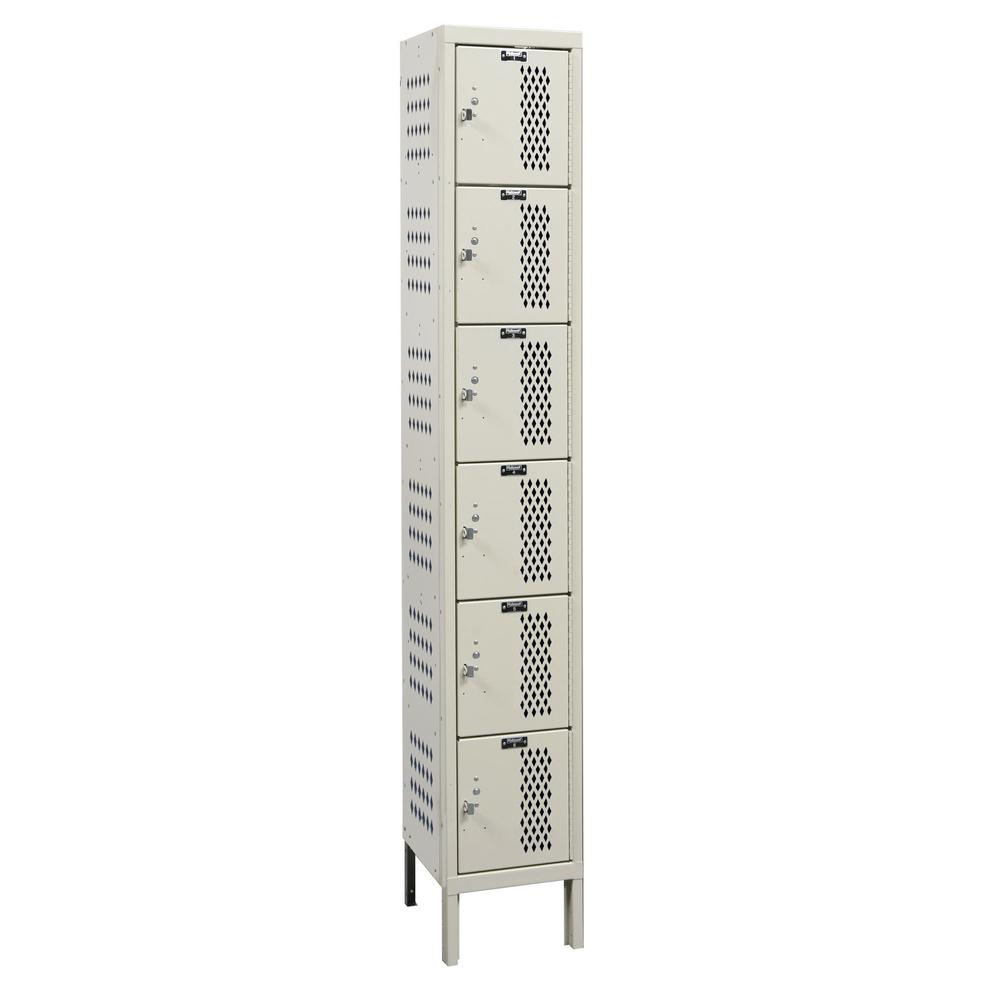 Hallowell Heavy-Duty Ventilated (HDV) Locker, 729 Tan, 6-Tier, 1-Wide, Assembled. Picture 1
