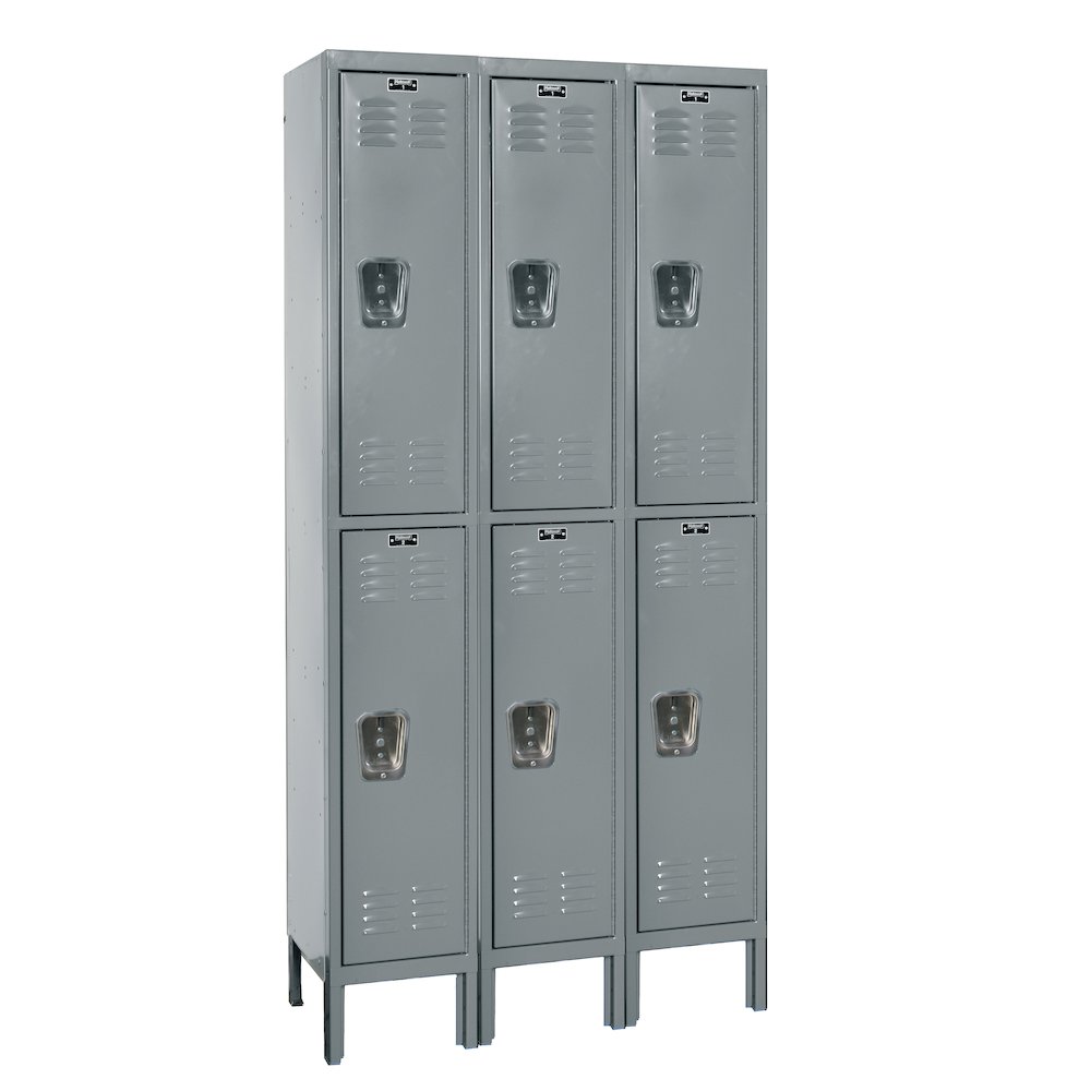 Hallowell Premium Locker, 725 Dark Gray, Double Tier, 3-Wide, Assembled. Picture 1