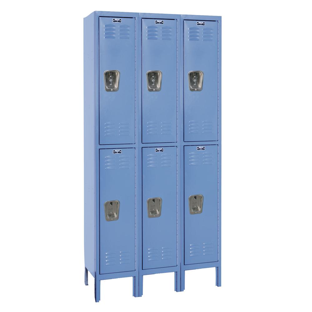 Hallowell Premium Locker, 707 Marine Blue, Double Tier, 3-Wide, Assembled. Picture 1