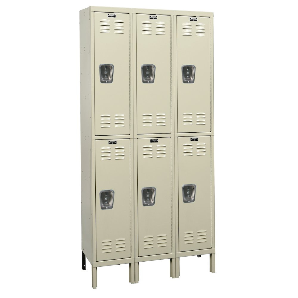 Hallowell Premium Locker, 729 Tan, Double Tier, 3-Wide, Assembled. Picture 1