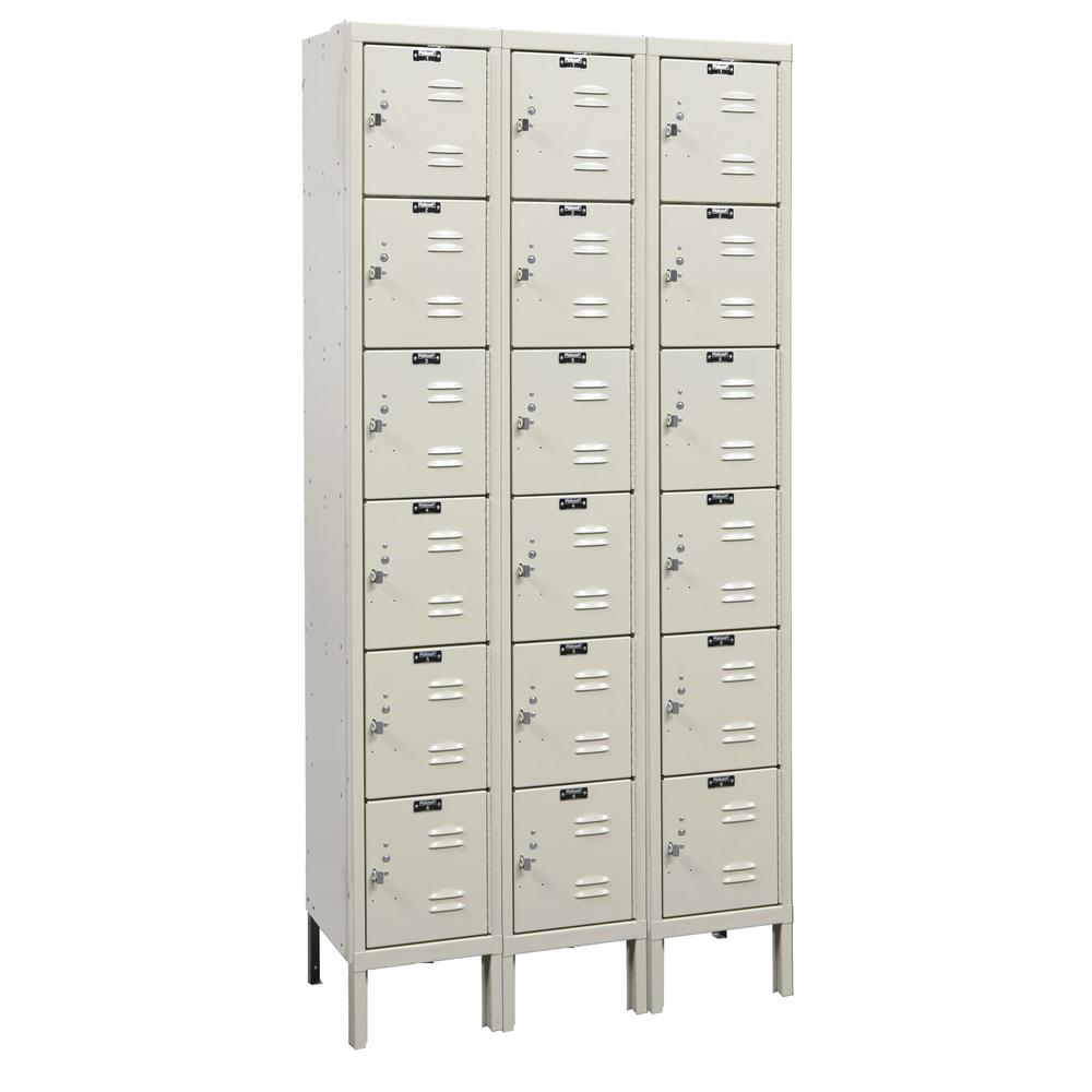 Hallowell Premium Locker, 729 Tan, 6-Tier, 3-Wide, Assembled. Picture 1