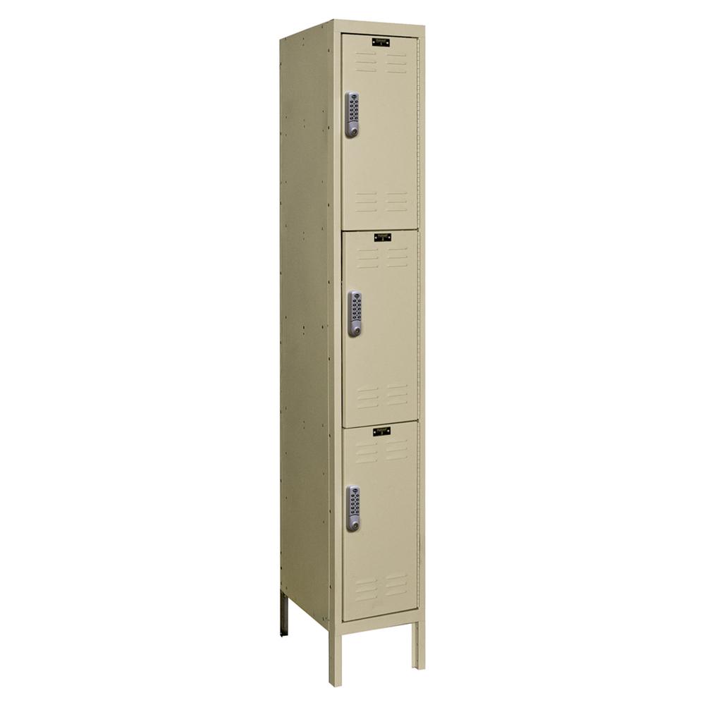 Hallowell DigiTech Electronic Locker, 729 Tan, Triple Tier, 1-Wide, Assembled. Picture 1