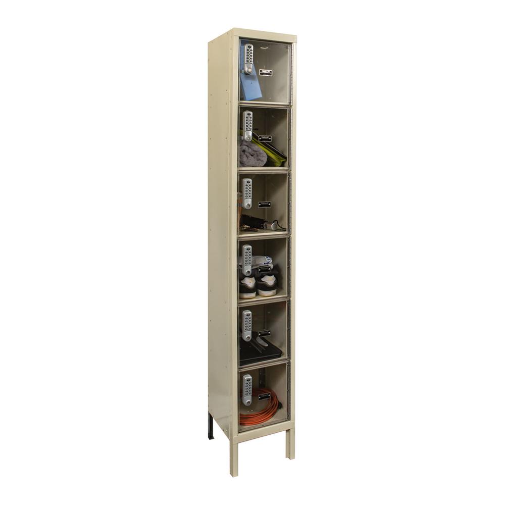 Hallowell DigiTech Safety-View Plus Locker, 729 Tan, 6-Tier, 1-Wide, Assembled. Picture 3