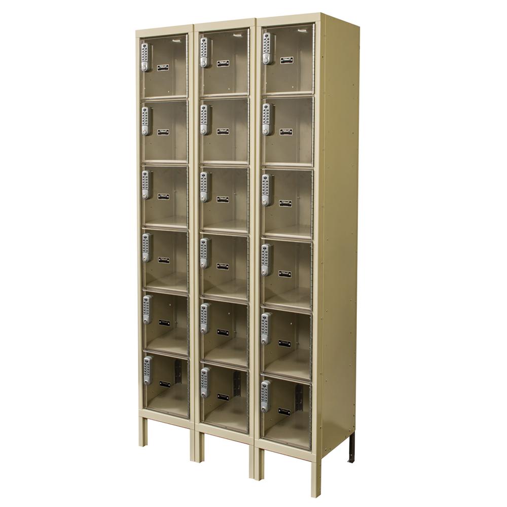 Hallowell DigiTech Safety-View Plus Locker, 729 Tan, 6-Tier, 3-Wide, Assembled. Picture 1