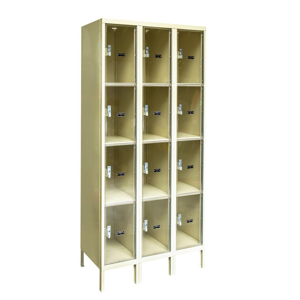 Hallowell Safety-View Plus Locker, 729 Tan, Four Tier, 3-Wide, Assembled. Picture 2