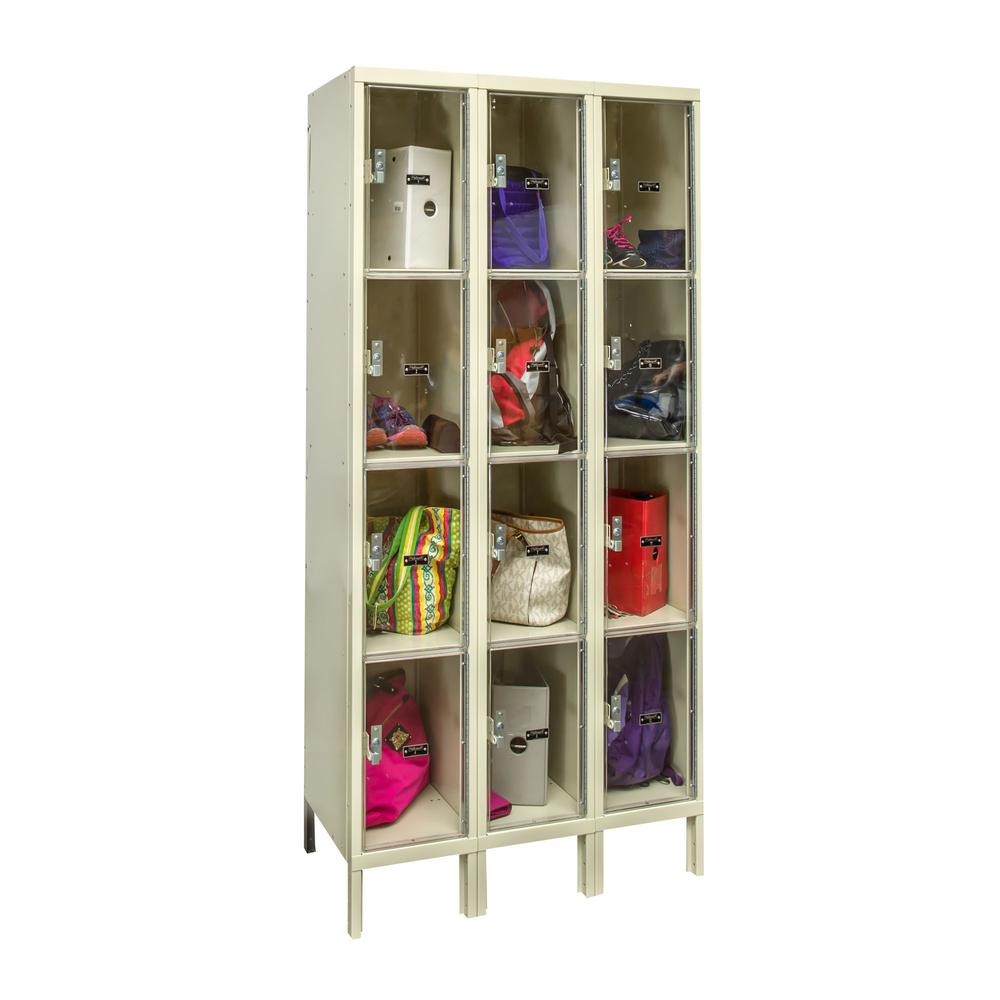 Hallowell Safety-View Plus Locker, 729 Tan, Four Tier, 3-Wide, Assembled. Picture 1