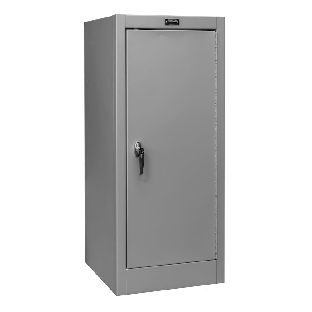 600 Series Slimline Storage Cabinet, 18"W x 18"D x 42"H, 711 Light Gray, Single Tier, Single Solid Door, 1-Wide, Assembled. Picture 1