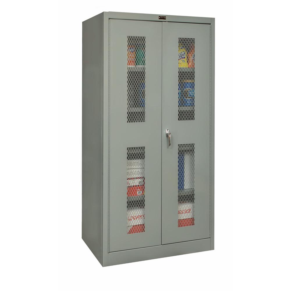 400 Series Stationary Ventilated Storage Cabinet, 48"W x 18"D x 72"H, 725 Dark Gray, Single Tier, Double Ventilated Door, 1-Wide, Assembled. Picture 2