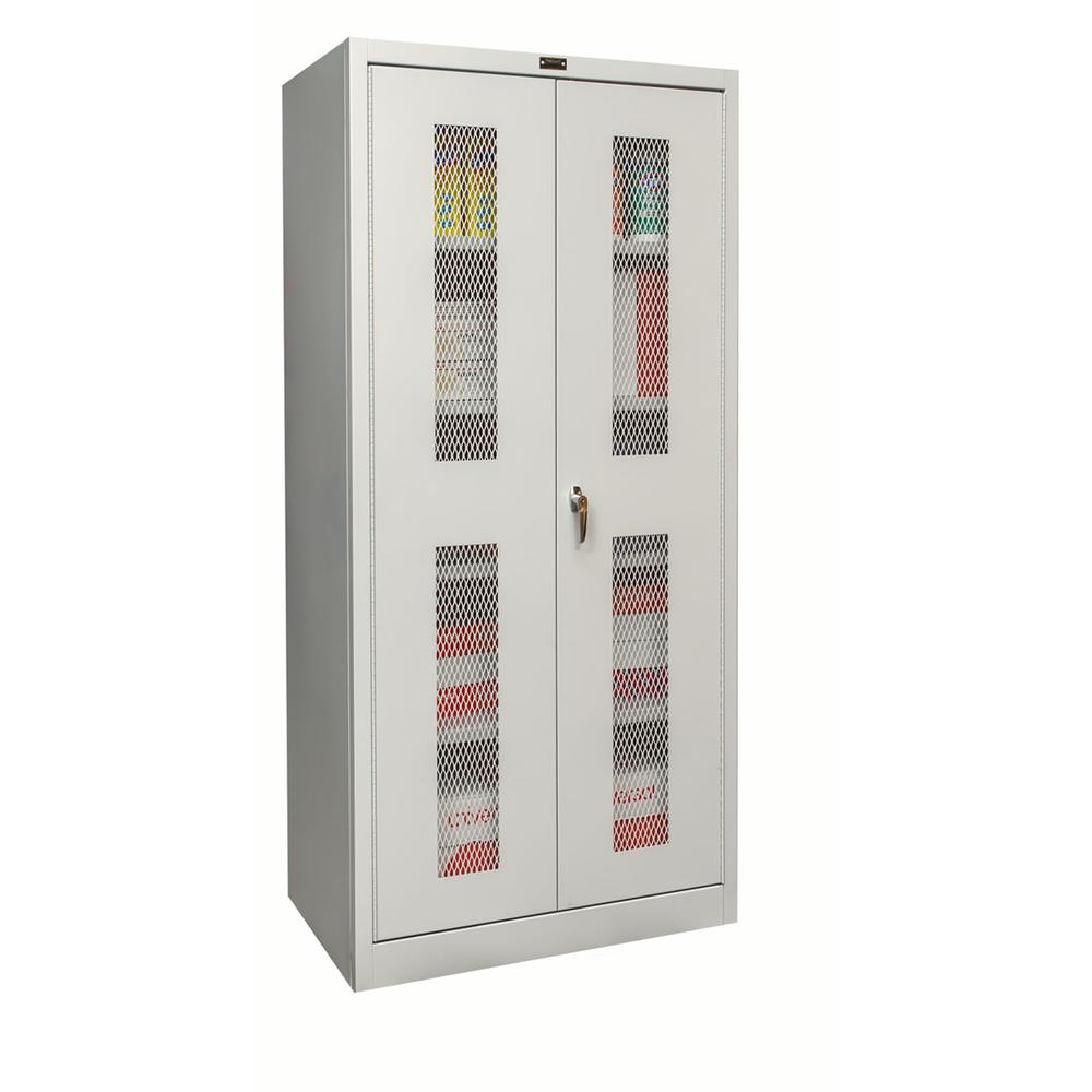 800 Series Stationary Storage Cabinet, 48"W  x 18"D x 78"H, 711 Light Gray - Antimicrobial, Single Tier, Double Ventilated Door, 1-Wide, Assembled. Picture 2